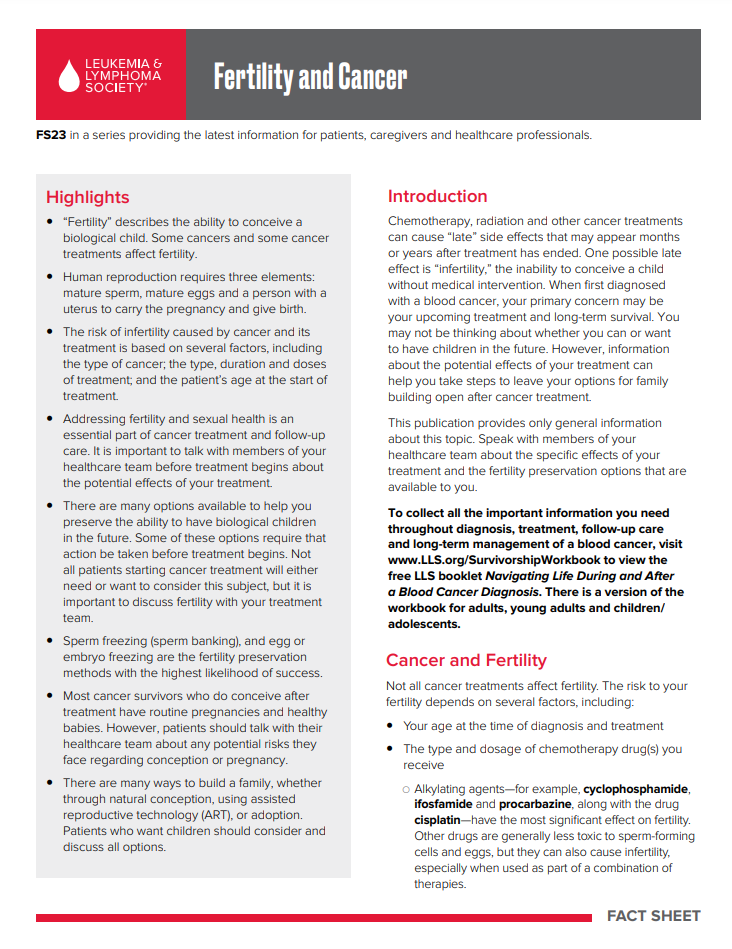 Fertility and Cancer Fertility and Cancer