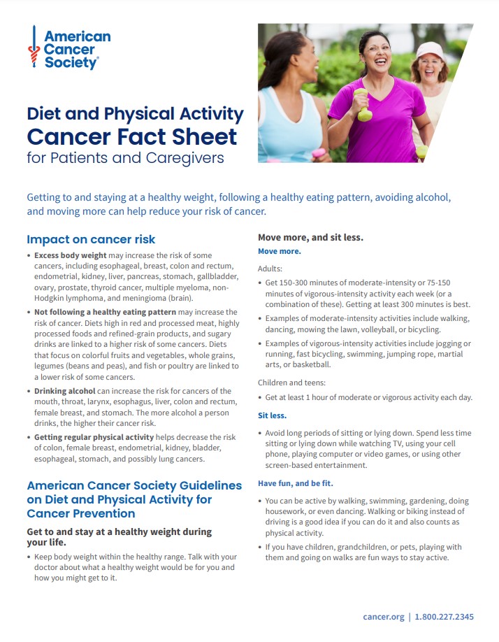Diet and Physical Activity Fact Sheet Diet and Physical Activity Fact Sheet