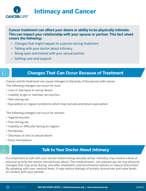 Intimacy During and After Cancer Treatment