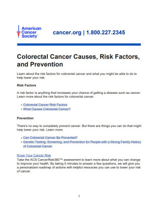 Colorectal Cancer Causes, Risk Factors, and Prevention