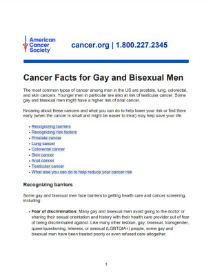 Cancer Facts for Gay and Bisexual Men