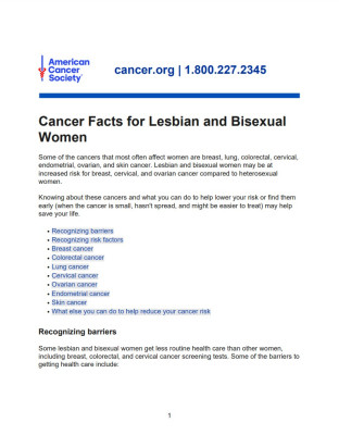 Cancer Facts for Lesbian and Bisexual Women