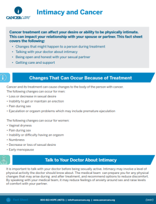 Intimacy During and After Cancer Treatment