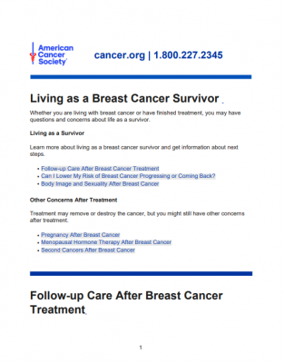 Living as a Breast Cancer Survivor