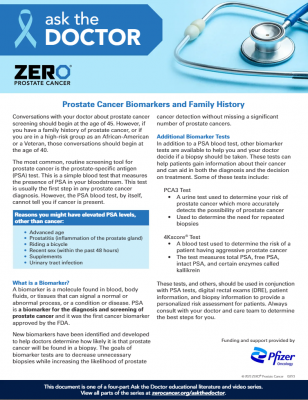 Ask the Doctor: Prostate Cancer Biomarkers and Family History