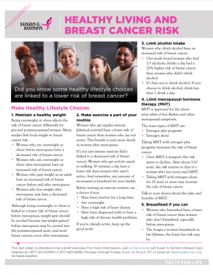 Healthy Living and Breast Cancer Risk