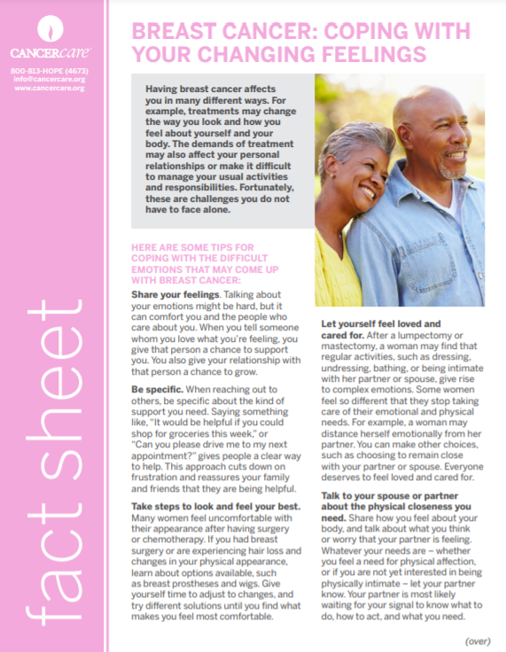 Breast Cancer: Coping with your Changing Feelings Breast Cancer: Coping with your Changing Feelings