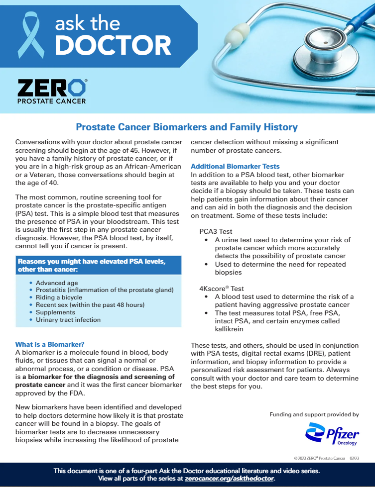 Ask the Doctor: Prostate Cancer Biomarkers and Family History
